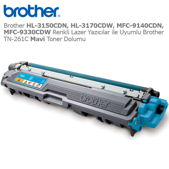 Brother TN-261C Mavi Toner Dolumu 1 Brother TN-261C Mavi Toner Dolumu
