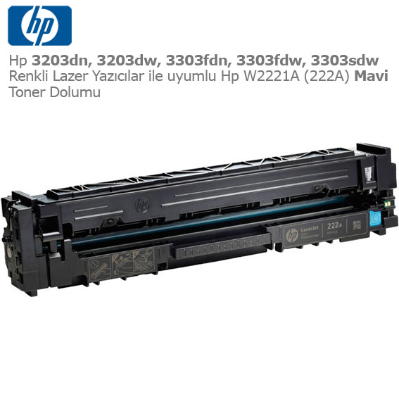 Hp W2221A (222A) Mavi Toner Dolumu 1 Hp W2221A (222A) Mavi Toner Dolumu