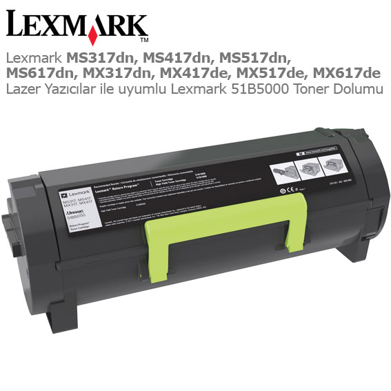 Lexmark 51B5000 Toner Dolumu 1 Lexmark 51B5000 Toner Dolumu