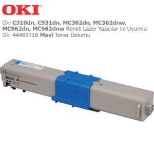 Oki 44469716 Mavi Toner Dolumu